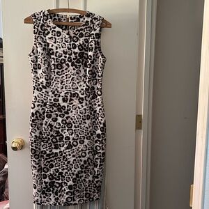 Calvin Klein Black and Cream Animal Print Dress